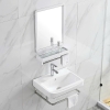 combo 5 món. lavabo + kệ inox +vòi lavabo +gương + kệ bộ xã 