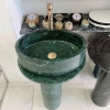 Lavabo Đá Tròn - Chân Trụ Đứng - Màu Xanh Ấn BST87 (LBD17)