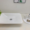 Lavabo Đá Chữ Nhật Trắng Vát Cạnh BST57A (LBD04)