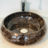 Lavabo Đá Tròn Mỏng Phình Thân Nâu Ý BST18 (LBD06)