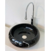 Lavabo Đá Tròn Mỏng Phình Thân Đen Ý BST23 (LBD08)