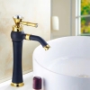 Vòi Lavabo Kim Cương Đen Vàng Cao 30cm LUSENTER (VLB35)
