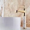 Vòi Lavabo Họa Tiết Trắng Vàng 30cm LUSENTER ( VLB27)