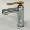 Vòi Lavabo Mạ Crom Bóng - Vàng Tay Vuông (VLB43)