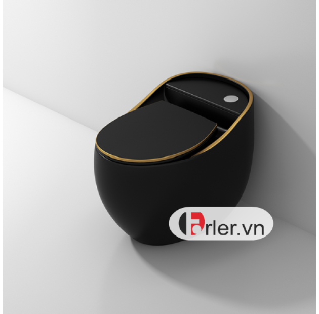 Bồn Cầu Trứng Đen Viền Vàng FORLER (BCT12)