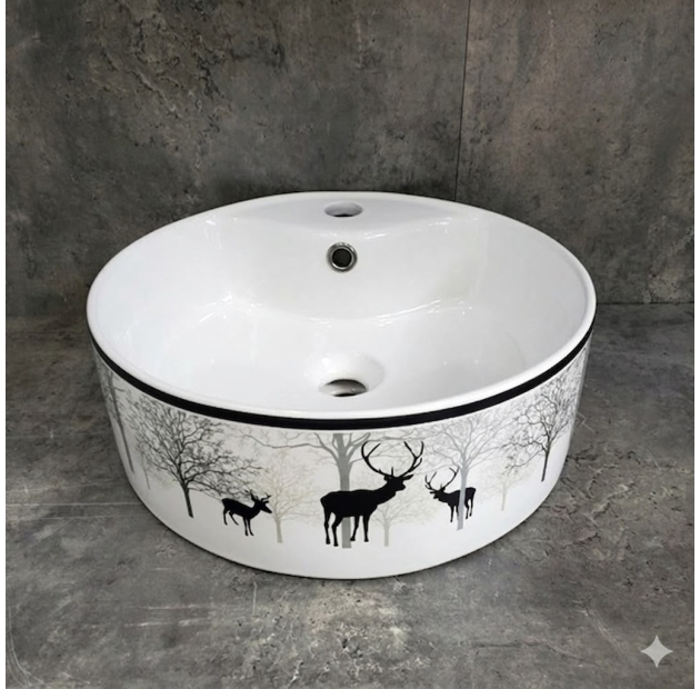 Lavabo Đặt Bàn Tròn Hươu Đen LUSENTER (LB25)