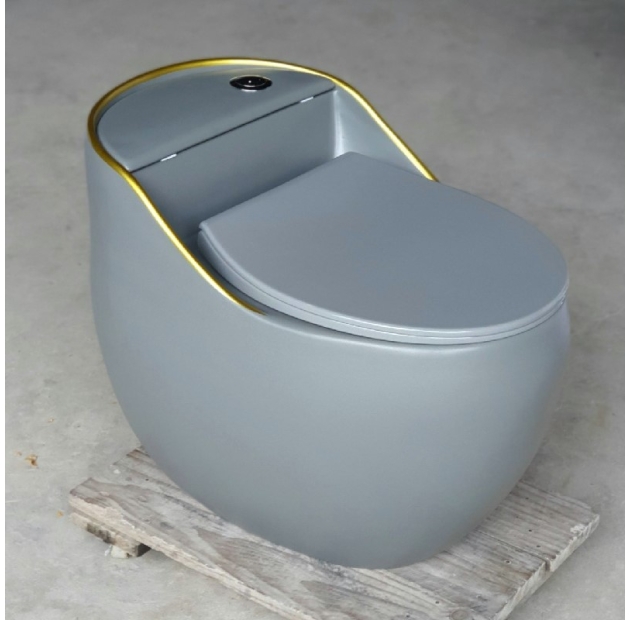 Bồn Cầu Trứng Cao Cấp Xám Viền Vàng FORLER (BCT26)