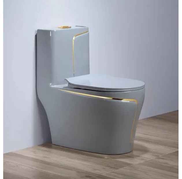 Bồn Cầu Một Khối Xám Sọc Vàng LUSENTER (BCMK15)