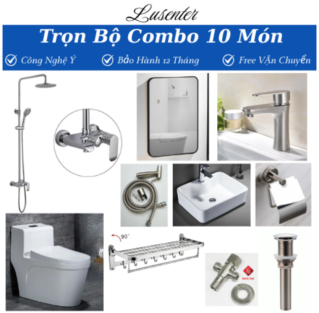 Combo Nhà Vệ Sinh Trọn Bộ 10 Món - CB12