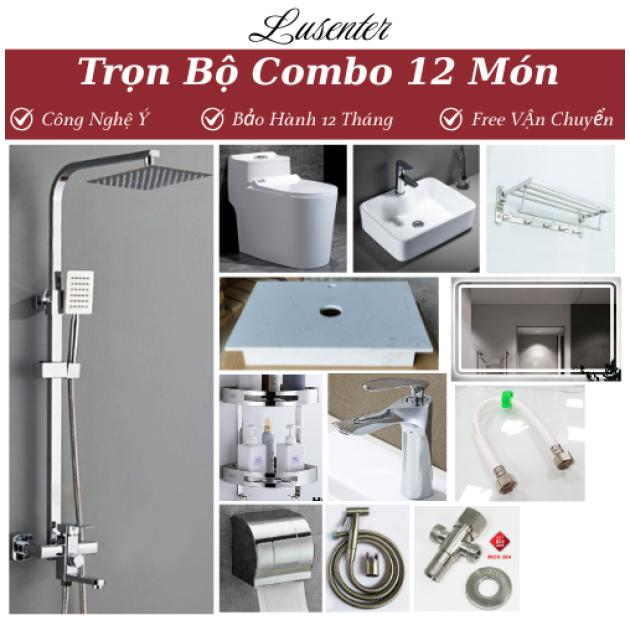 Combo Nhà Vệ Sinh Trọn Bộ 12 Món - CB05