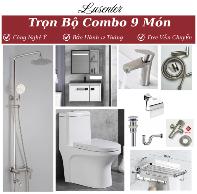  Combo Nhà Vệ Sinh Trọn Bộ 9 Món  - CB06