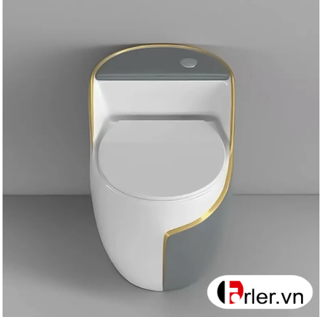 Bồn Cầu Trứng Trắng Xám Sọc Vàng FORLER (BCT19)