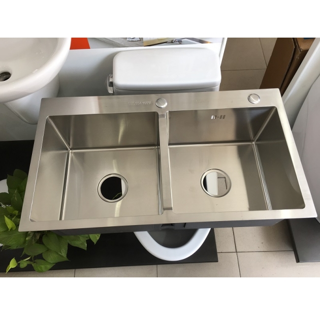 Chậu rửa chén 2 hộc inox 304 - 82x45cm LUSENTER (BRC36)