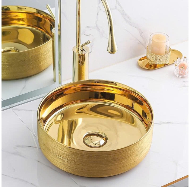 Lavabo Đặt Bàn Tròn Vàng Đồng LUSENTER (LB56)