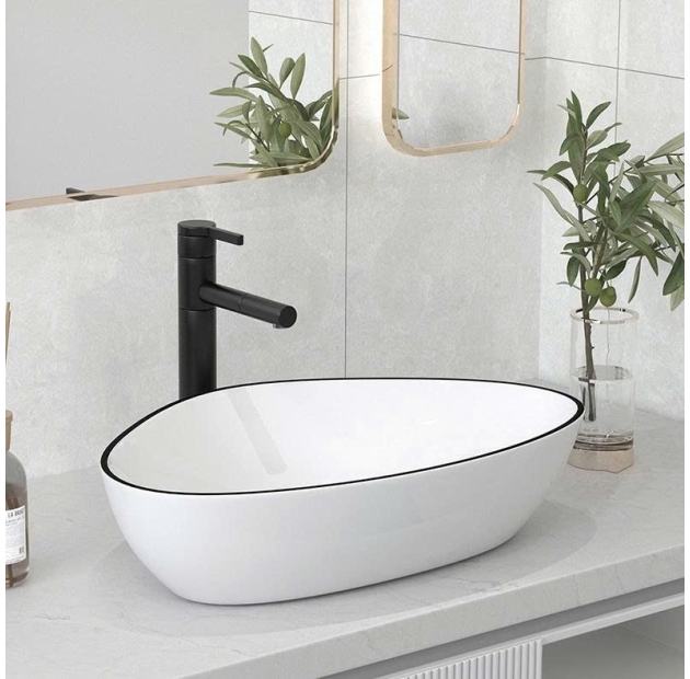 Lavabo Đặt Bàn Tam Giác  Viền Đen LUSENTER (LB10) 