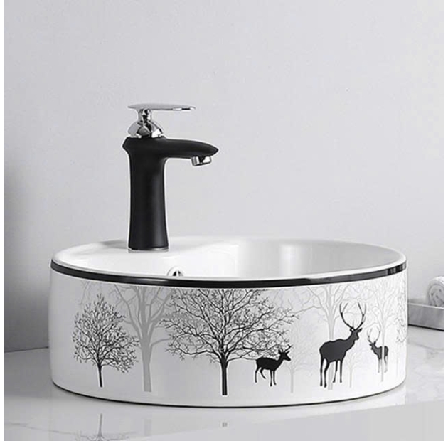 Lavabo Đặt Bàn Tròn Hươu Đen LUSENTER (LB25)