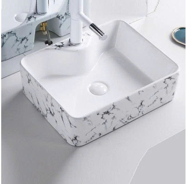 Lavabo Chữ Nhật Vân Đá Trắng Đốm LUSENTER (LB45)