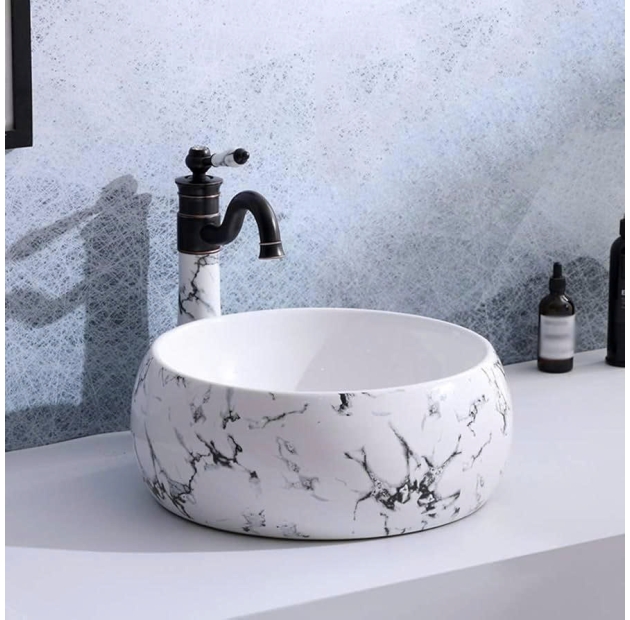 Lavabo Trứng Khủng Long Vân Xám Trắng LUSENTER (LB46)