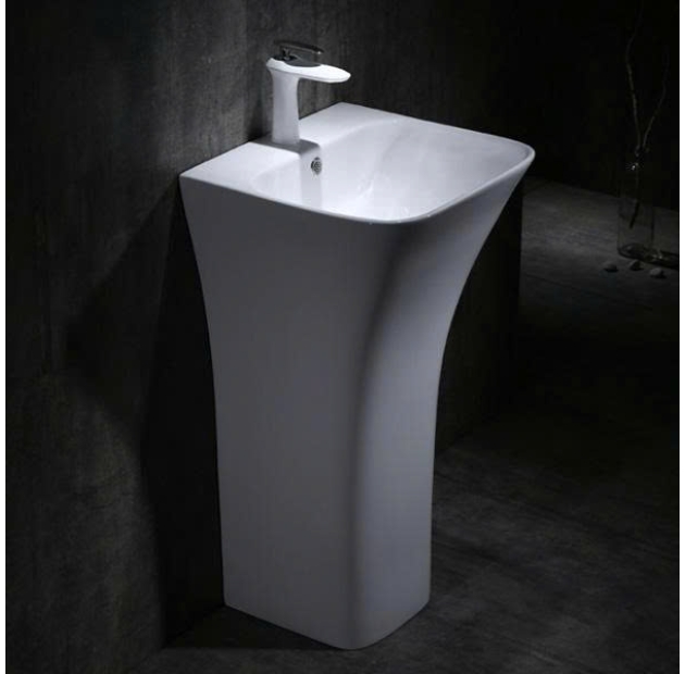 Lavabo Trụ Đứng Liền Khối Vuông Trắng LUSENTER (LBT03)