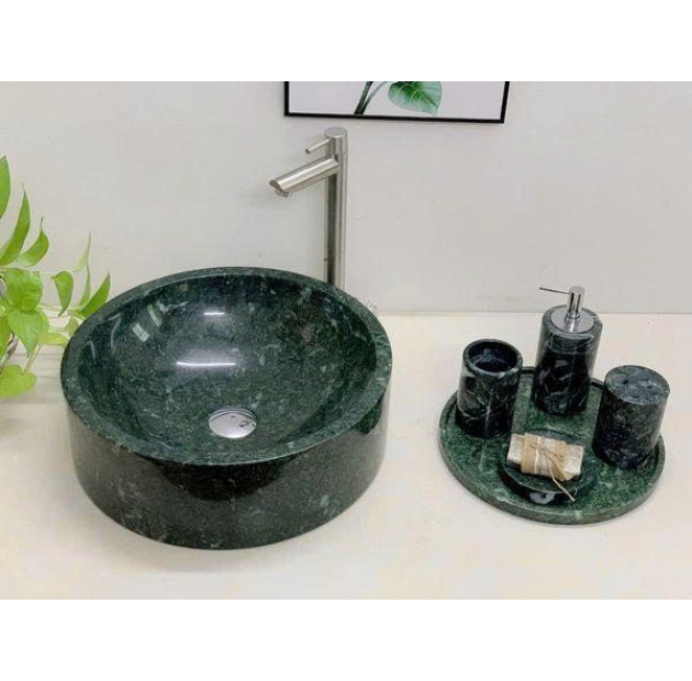 Lavabo Tròn Đá Vát Lòng Xanh Ấn XVM40 (LBD15)
