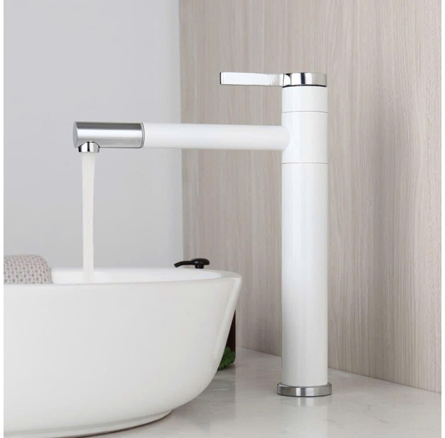 Vòi Lavabo Mạ Crom Bóng  - Trắng  30cm LUSENTER (VLB87)