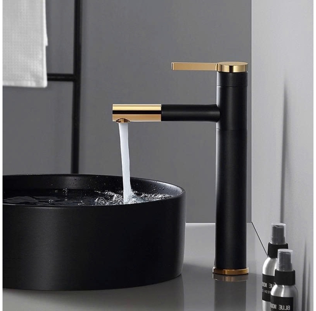 Vòi Lavabo Đồng ĐEN - VÀNG 30cm LUSENTER  (VLB86)