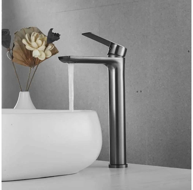 Vòi Lavabo Tròn Tay Vuông Inox Cao 30cm (VLB71)