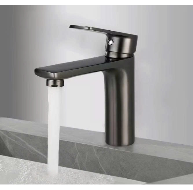Vòi Lavabo Tròn Tay Vuông Xám (VLB69)
