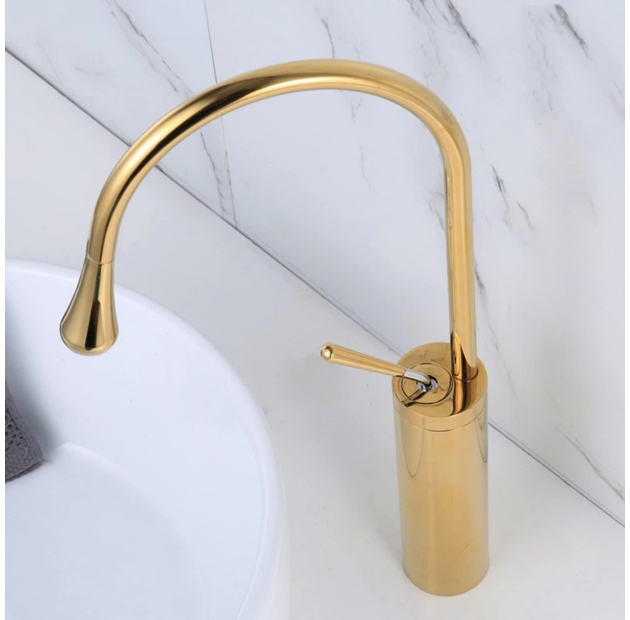Vòi Lavabo Cổ Ngỗng Mạ Vàng Nhạt LUSENTER (VLB20)