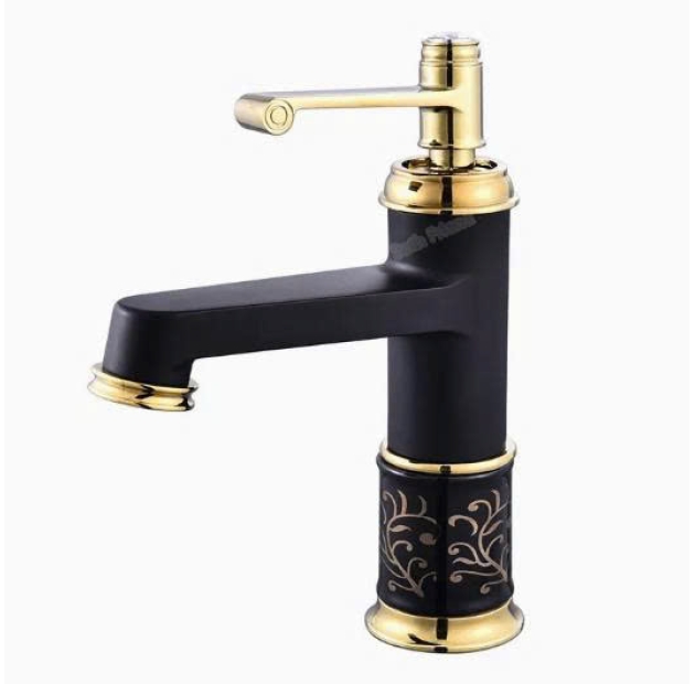 Vòi Lavabo Họa Tiết Đen Vàng 20cm LUSENTER (VLB28)