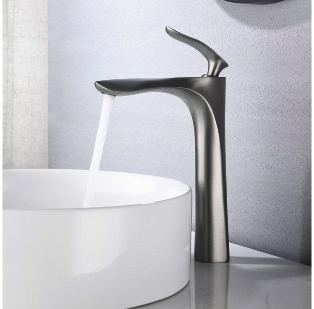 Vòi Lavabo Lá Mạ Đen Xám 30cm LUSENTER (VLB50)