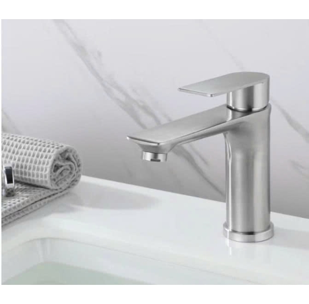 Vòi Lavabo Tròn Tay Vuông Inox 20cm (VLB66)
