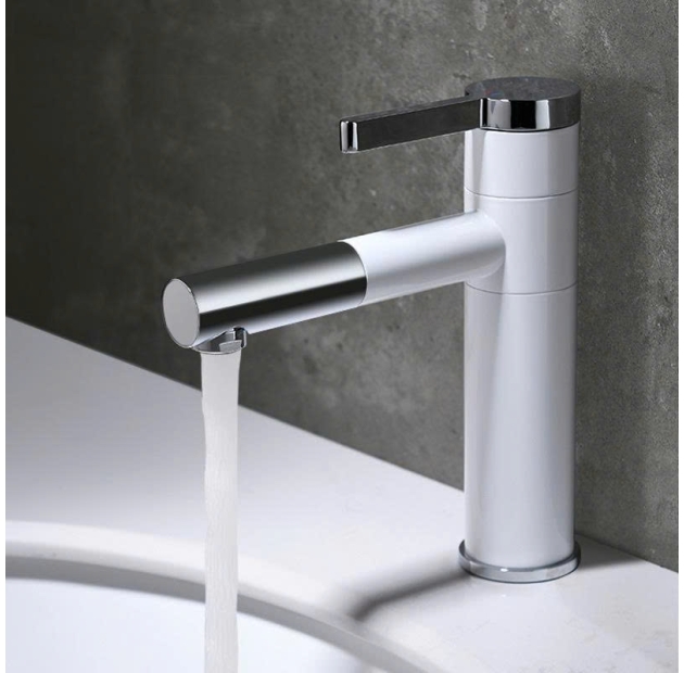 Vòi Lavabo Mạ Crom Bóng - Trắng  20cm LUSENTER (VLB17)
