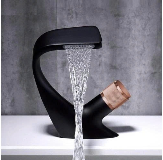 Vòi Lavabo vòm cung Đen Vàng LUSENTER (VLB25)