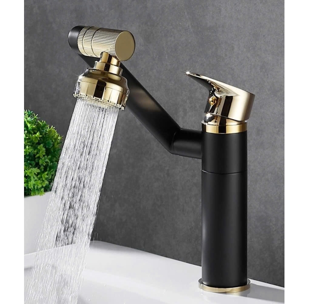 Vòi Lavabo Đồng 360 Đen - Vàng LUSENTER ( VLB12)