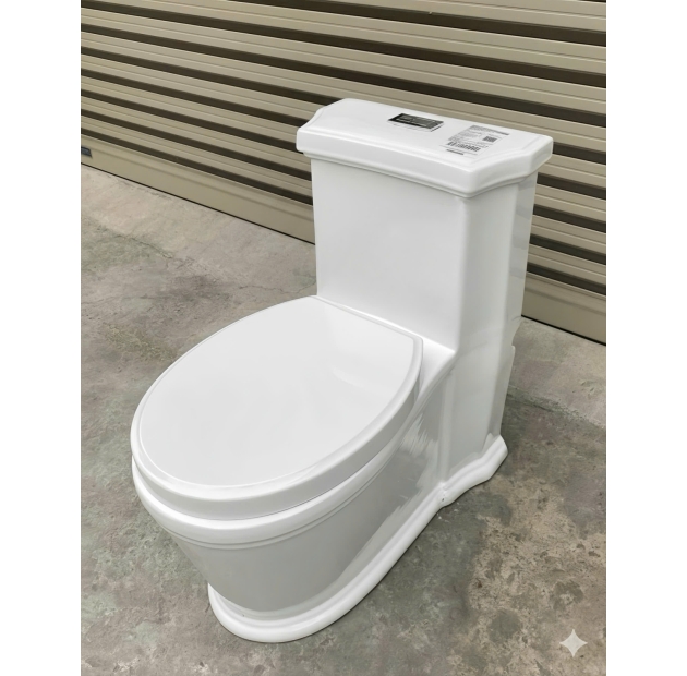 Bồn Cầu Một Khối 3D Trắng Sứ