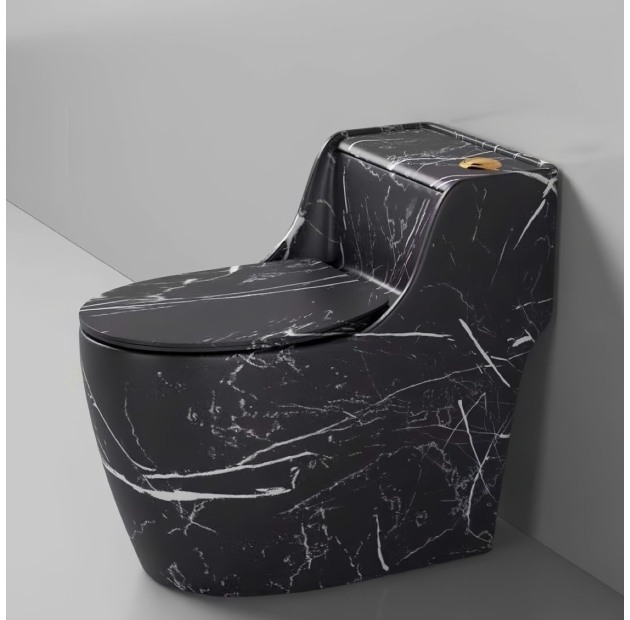 Bồn Cầu Một Khối Vân Đá Đen BCMK71