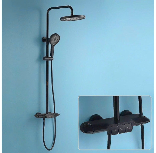 Sen Tắm Cây Nóng Lạnh Crom Bóng Và Nano Đen ST62