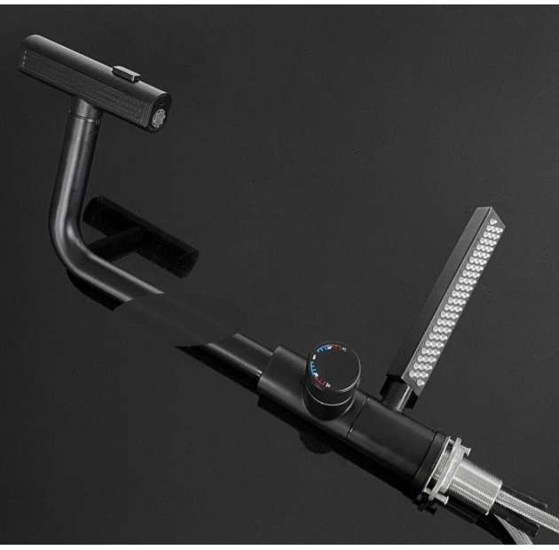 Vòi Rửa Chén Dây Rút Nóng Lạnh Sơn Tĩnh Điện Đen (VC85)