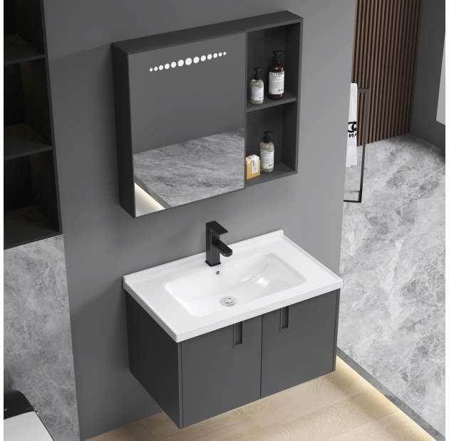 Bộ Tủ Nhôm Hợp Kim Chậu Lavabo Và Tủ Gương (TLVB58) 