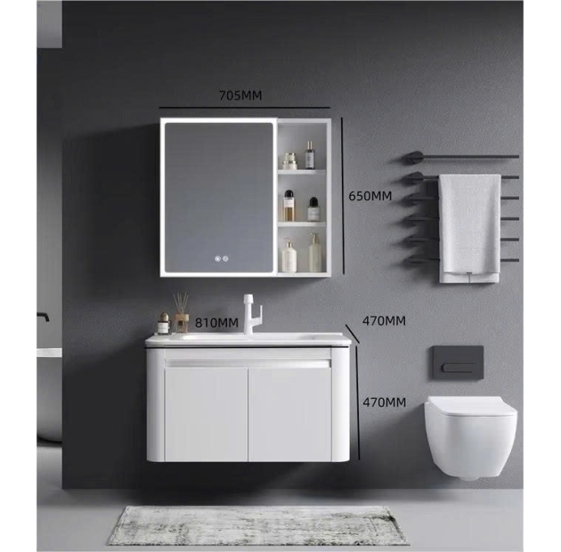 Bộ Tủ Nhôm Lavabo Và Gương Led Cao Cấp (TLVB57)