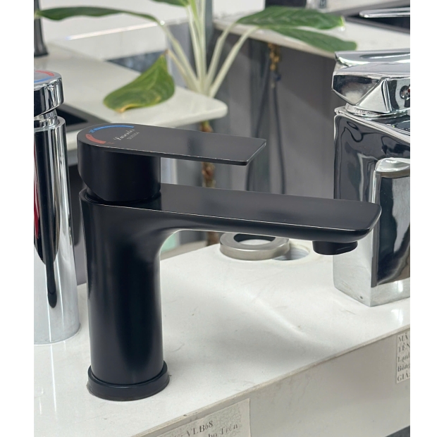 Vòi Lavabo Tròn Tay Vuông Đen 20cm (VLB68)