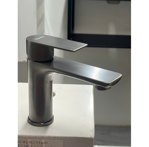 Vòi Lavabo Tròn Tay Vuông Xám (VLB69)