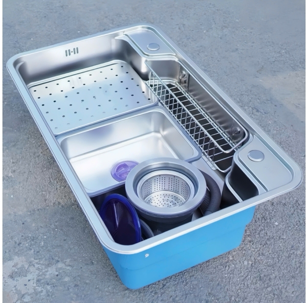 Bồn Rửa Chén Inox + Kệ Đựng Thớt - 80x50x23cm (BRC45)