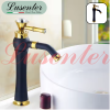 Vòi Lavabo Kim Cương Đen Vàng Cao 30cm LUSENTER (VLB35)