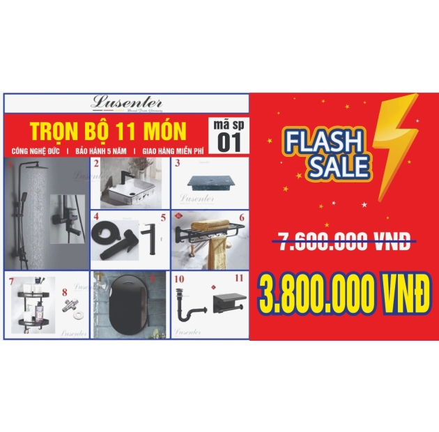 Combo Nhà Vệ Sinh Trọn Bộ 11 Món - CB15 