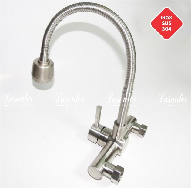 Vòi Rửa Âm Tường Cần Dẻo Inox LUSENTER (VC14)