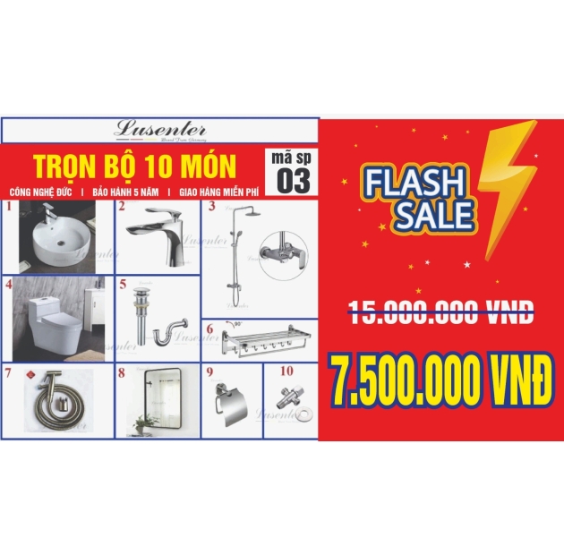 Combo Nhà Vệ Sinh Trọn Bộ 10 món - CB09