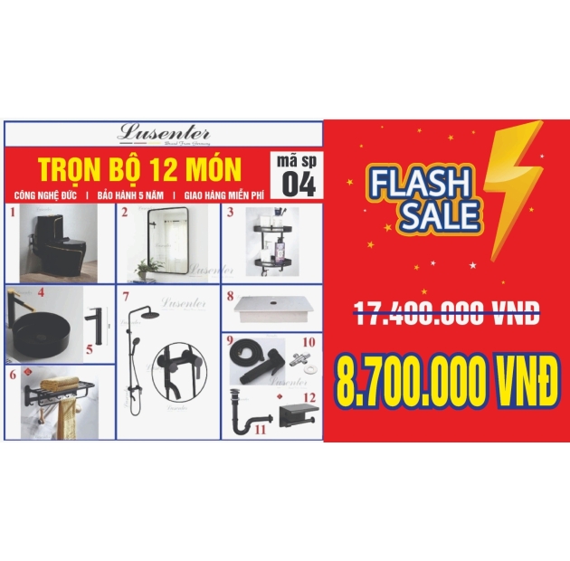 Combo Nhà Vệ Sinh Trọn Bộ 12 Món - CB07