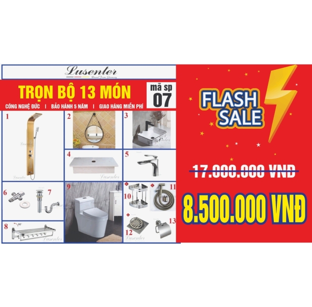  Combo Nhà Vệ Sinh Trọn Bộ 13 Món - CB04